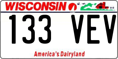 WI license plate 133VEV