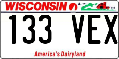 WI license plate 133VEX