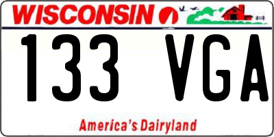 WI license plate 133VGA