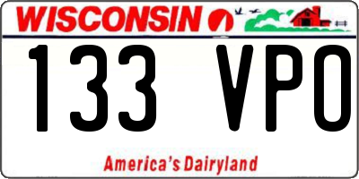 WI license plate 133VPO