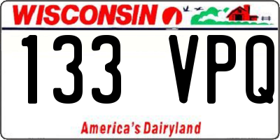 WI license plate 133VPQ