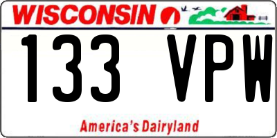 WI license plate 133VPW