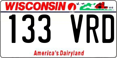 WI license plate 133VRD