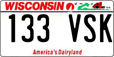 WI license plate 133VSK