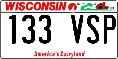 WI license plate 133VSP