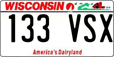 WI license plate 133VSX