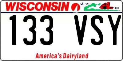 WI license plate 133VSY