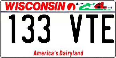 WI license plate 133VTE