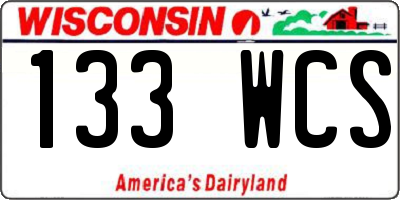 WI license plate 133WCS