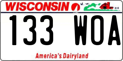 WI license plate 133WOA