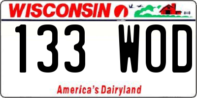 WI license plate 133WOD
