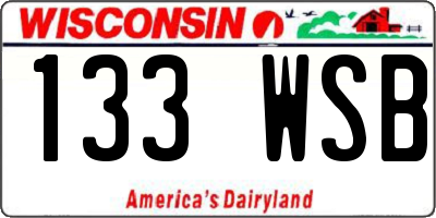 WI license plate 133WSB