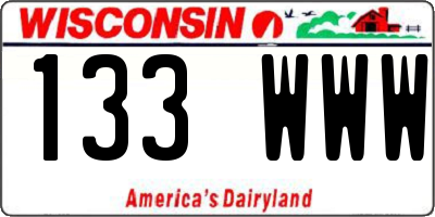 WI license plate 133WWW