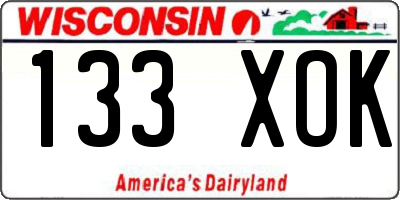 WI license plate 133XOK
