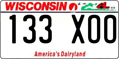WI license plate 133XOO