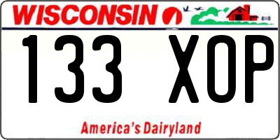 WI license plate 133XOP