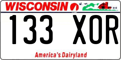WI license plate 133XOR