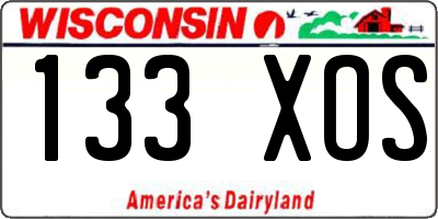 WI license plate 133XOS