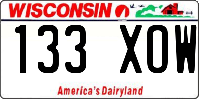 WI license plate 133XOW