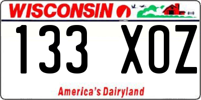 WI license plate 133XOZ