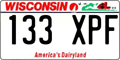 WI license plate 133XPF