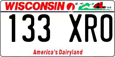 WI license plate 133XRO
