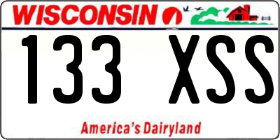 WI license plate 133XSS