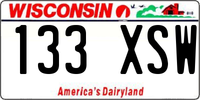 WI license plate 133XSW
