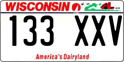 WI license plate 133XXV