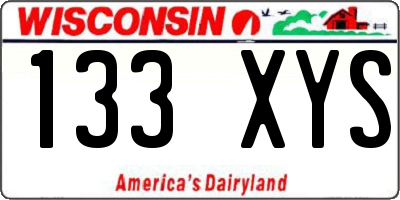 WI license plate 133XYS