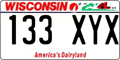 WI license plate 133XYX