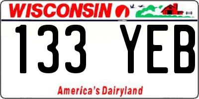 WI license plate 133YEB