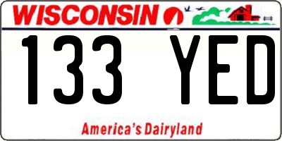 WI license plate 133YED