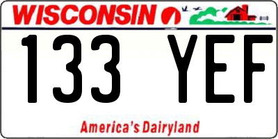 WI license plate 133YEF