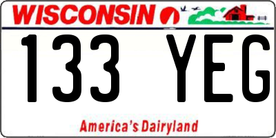 WI license plate 133YEG