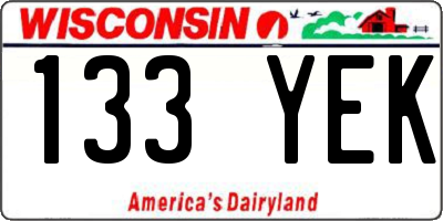 WI license plate 133YEK