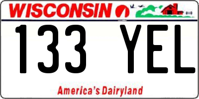 WI license plate 133YEL