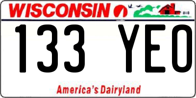 WI license plate 133YEO