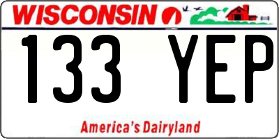 WI license plate 133YEP
