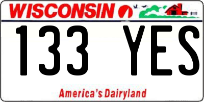 WI license plate 133YES