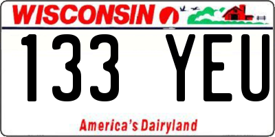WI license plate 133YEU