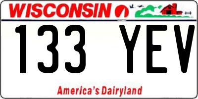 WI license plate 133YEV