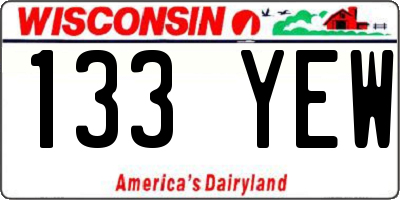 WI license plate 133YEW
