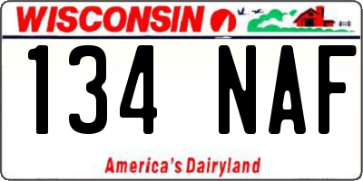 WI license plate 134NAF