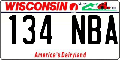 WI license plate 134NBA