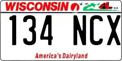 WI license plate 134NCX