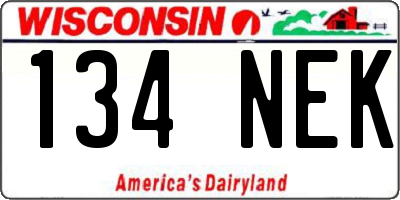 WI license plate 134NEK