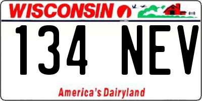 WI license plate 134NEV