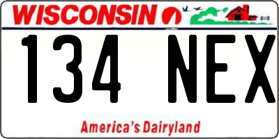WI license plate 134NEX