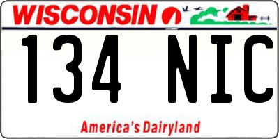 WI license plate 134NIC